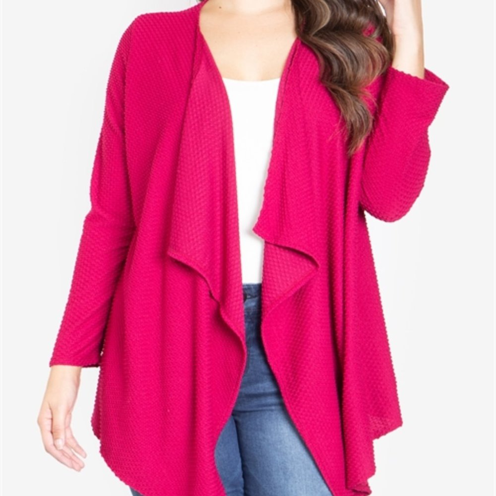 BURGUNDY PLUS SIZE LONG SLEEVE CARDIGAN